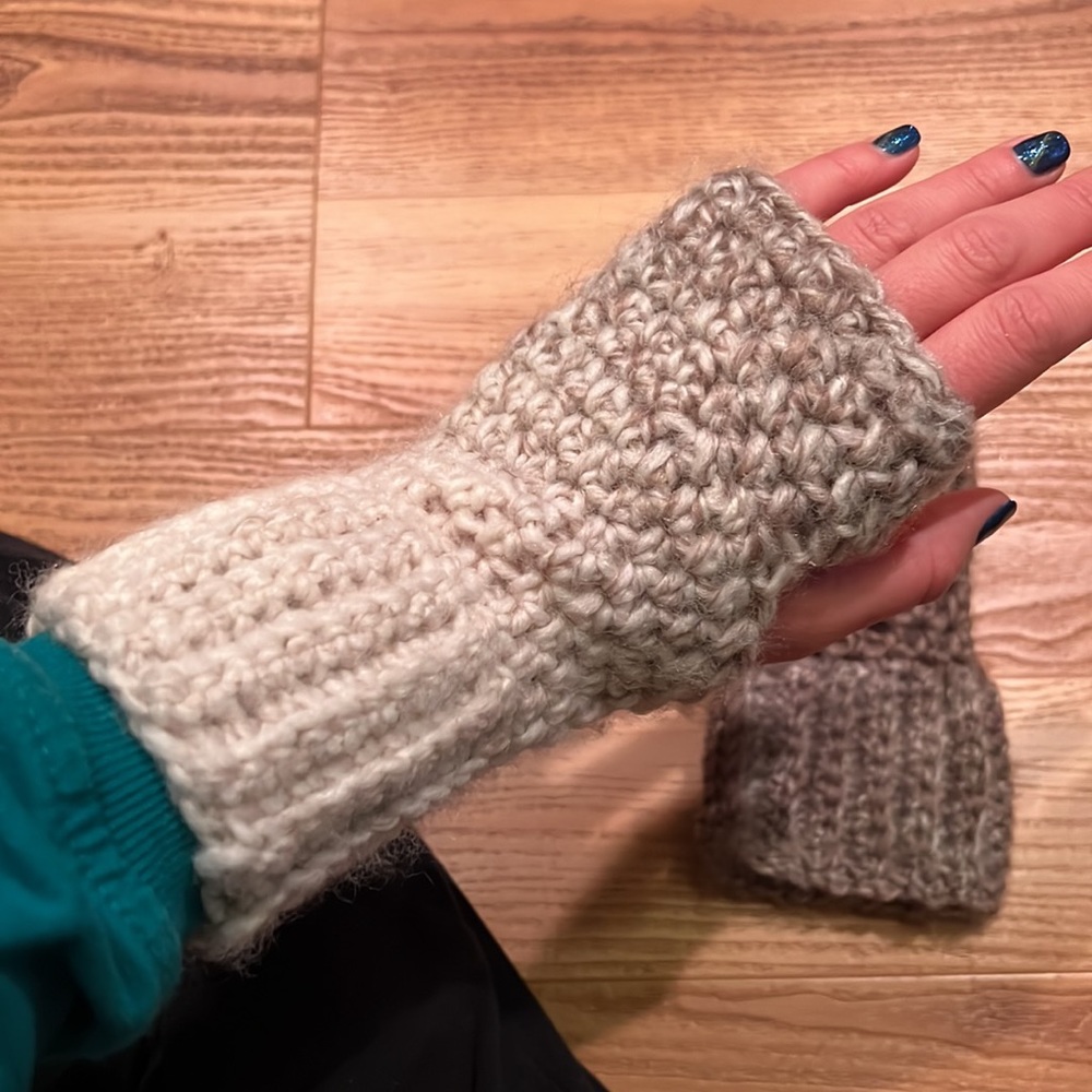 Handmade Crocheted Cowl Neck & Fingerless Gloves